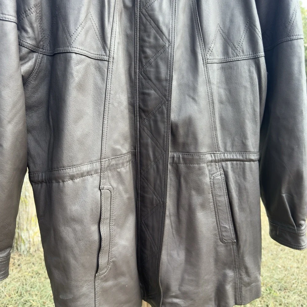 Vintage KC Collections Leather Jacket Women XL Dark Brown Blanket Lining Western - Picture 7 of 13